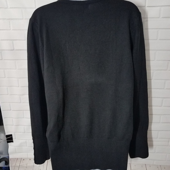 JM Collection Black V Neck Pullover Sweater - Picture 7 of 8